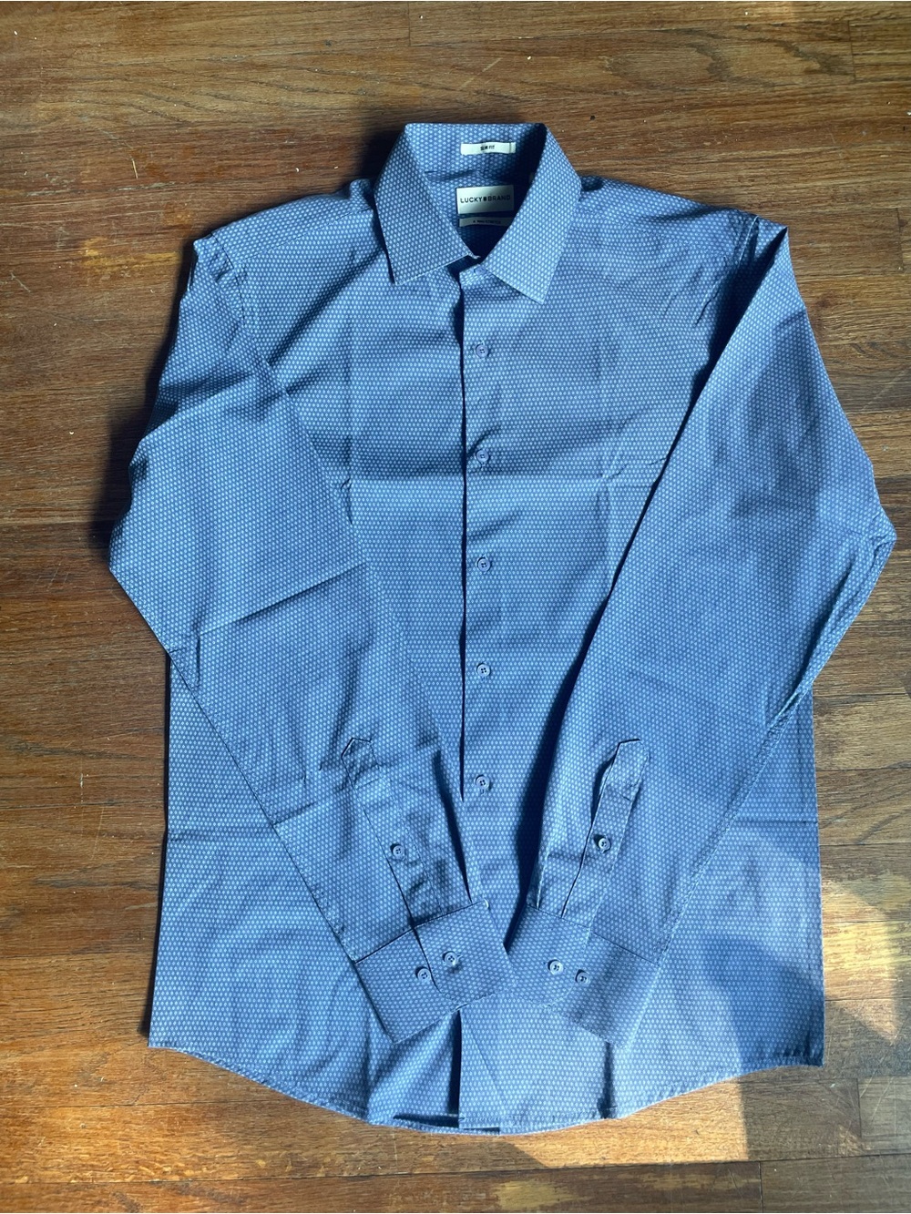 Lucky Brand Men's Blue Patterned Dress Shirt